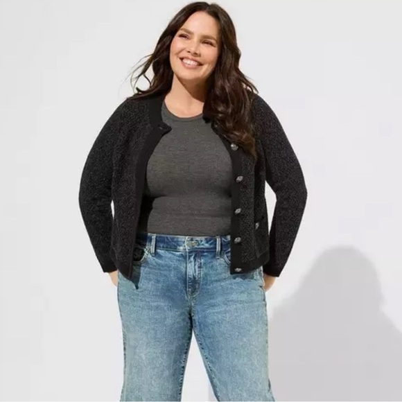 TORRID Skull Button Black Textured Knit Cardigan Sweater Jacket - Picture 16 of 16